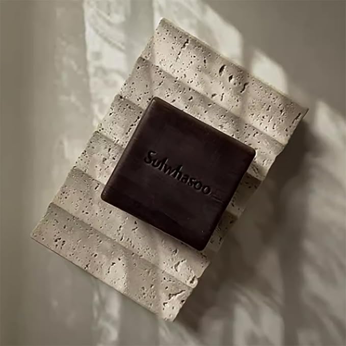 Luxury Travertine Soap Dish Marble Jewelry Ring Tray - Rectangle Marble Soap Tray & - Self Draining Soap Holder for Bathroom, Kitchen, Beige Travertine