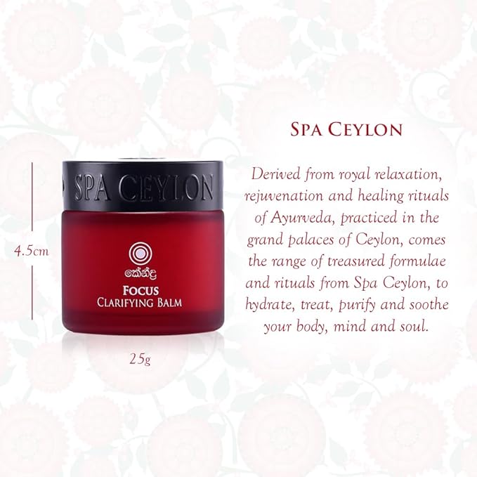 SPA CEYLON Focus Clarifying Balm, Clean Ingredients, Vegetarian, Meditation Balm, Aromatherapy, Natural Calm, 100% Natural Organic, Essential Oils (Cedarwood, Frankincense)