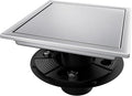 Square Shower Drain, Silver Shower Drain 6 inch with Flange and 2 in 1 Tile-Insert Cover, AISI 304 Stainless Steel Shower Floor Drain with Hair Catcher and Flange