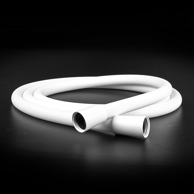 Super Flexible Silicone Shower Head Hose Extension, Kink-Free Handheld, Rv Shower Hose Replacement with Premium Brass Material for Cleaning Pet, Bidet, 80 Inches, White