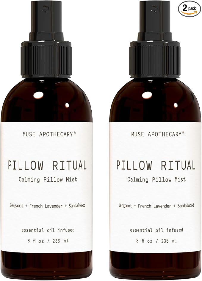 Muse Apothecary Pillow Ritual - Aromatic, Calming and Relaxing Pillow Mist, Linen and Fabric Spray - Infused with Natural Aromatherapy Essential Oils - 8 oz, Bergamot + French Lavender + Sandalwood,