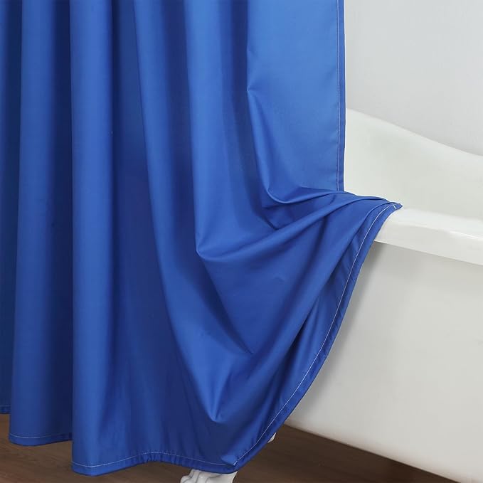 Long Fabric Shower Curtain, Royal Blue Microfiber Cloth Shower Curtains for Bathroom, Modern Waterproof Bathroom Curtains, 62" W x 78" H