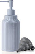 Modern Ceramic Soap Dispenser for Bathroom，14oz Ceramic Soft Touch Hand Lotion Dispenser with Pump，Liquid soap Dispenser for Kitchen Rubber Paint (Blue)