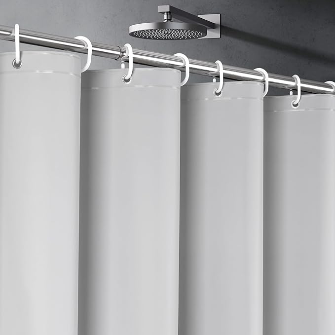 UFRIDAY Grey Shower Curtain Liner Premium PEVA 72 x72 inch,Heavy Duty Shower Curtain with 3 Weighted Magnets, Plastic Waterproof Grey Shower Curtains for Bathroom with 12 Hooks