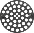 4" Black Screw-in Shower Strainer - 3-⅜” Screw Hole Spacing - 4 Inch OD Drain Cover - Solid Brass - Professional Grade and Lasting Durability - Matte Black Grate - Screws Included