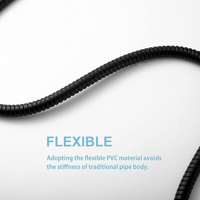 OFFO Shower Hose, 48 in Kink Free Stainless Steel Shower Hose Attachment Electroplating Handheld Shower Head Hose Flex Hoses Extension with Brass Insert & Nut for Pet Bathing Cleaning, Matte Black