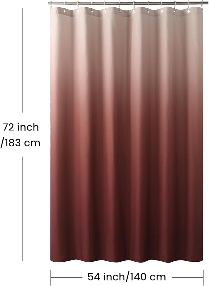 Stall Fabric Shower Curtain, Burgundy Ombre Narrow Cloth Shower Curtains for Bathroom, Modern Bathroom Small Curtains, 54" W x 72" H
