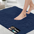 GORILLA GRIP Bath Rug Mat 54x24, Soft Absorbent Chenille, Quick Dry Microfiber Mats, Rubber Backing Washable Shower Floor Rugs, Bathmat Runner, US Designed Bathroom Home Decor Accessories Navy Blue