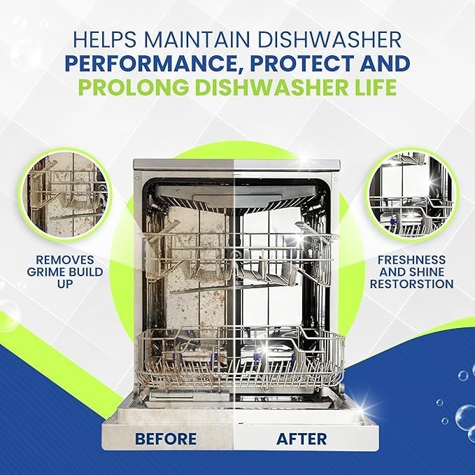 True Fresh Dishwasher Cleaner & Deodorizer Tablets 24-Pack – Deep Clean, Fresh, Sparkling Dishwasher Cleaning Tablets for Spray Arms, Filters & Drains – Removes Grease, Residue & Hard Water Buildup