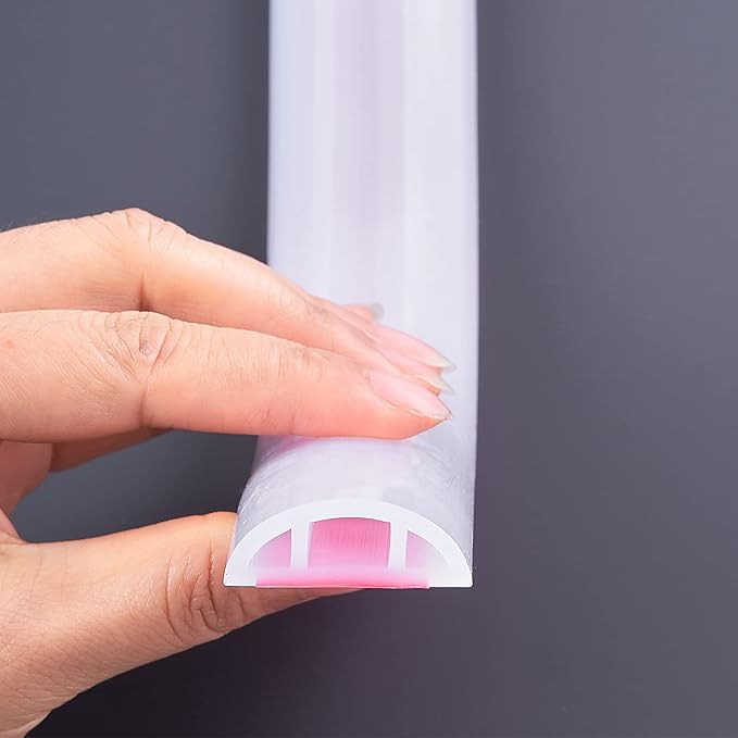 Bathroom Foldable Block water Stopper sealing strip shower threshold dam Self-adhesive silicone shower barrier (72 Inch-Transparent)