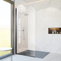 Glass Shower Panel, 36" W x 78" H Semi-Framed Fixed Shower Glass Panel in Matte Black with 5/16"(8mm) Clear Tempered Glass Door, Simple Shower Door Panel for Bathroom