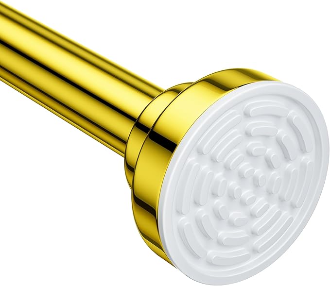 Ausemku Shower Curtain Rod Tension - 26-76 Inch Never Rust Non-Slip Spring Tension Curtain Rod No Drilling Stainless Steel Curtain Rod Use Bathroom Kitchen（Gold）