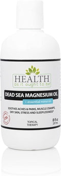 Health As It Ought To Be Dead Sea Magnesium Oil + Essential Minerals Supplement | Physician Formulated Calming, Soothes Aches, Pains, Cramps, Sleeplessness | 8 Ounce