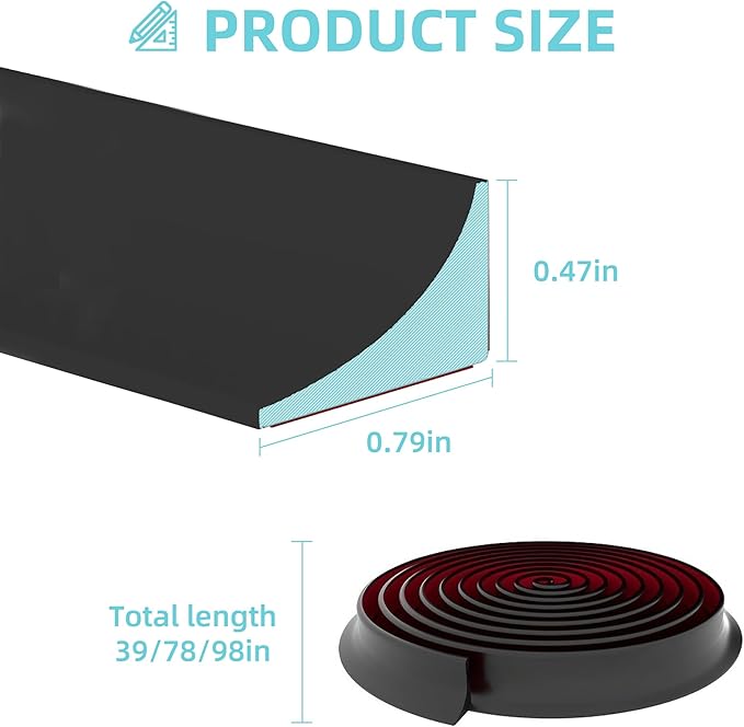 Shower Threshold Water Dam,Walk in Shower Water Guard, Shower Dam Water Barrier Bathroom Sink Splash for Dry And Wet Separation Caulk Seal Strip Edge Trim (98Inch, Black)