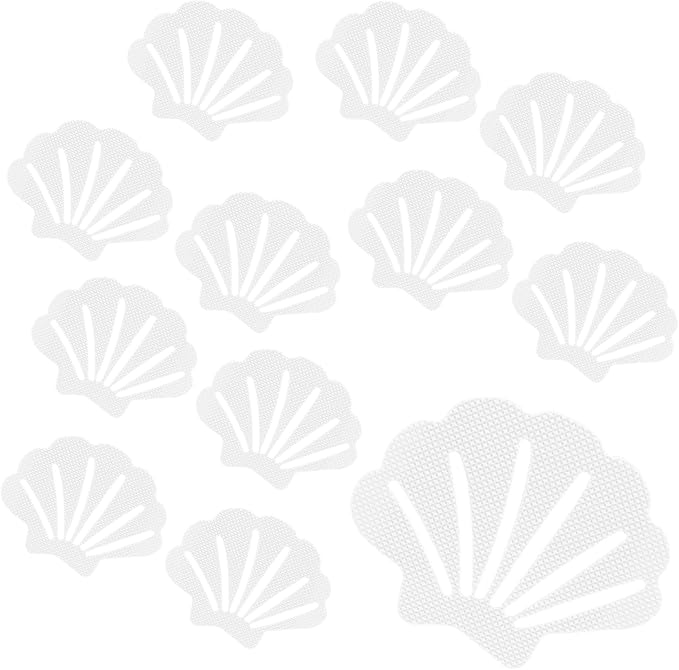 30 Pcs Non Slip Bathtub Stickers White Adhesive Decals Sea Shell Shape Shower Stickers for Floor, Ladders, Bath Tub, Stairs, Bathroom