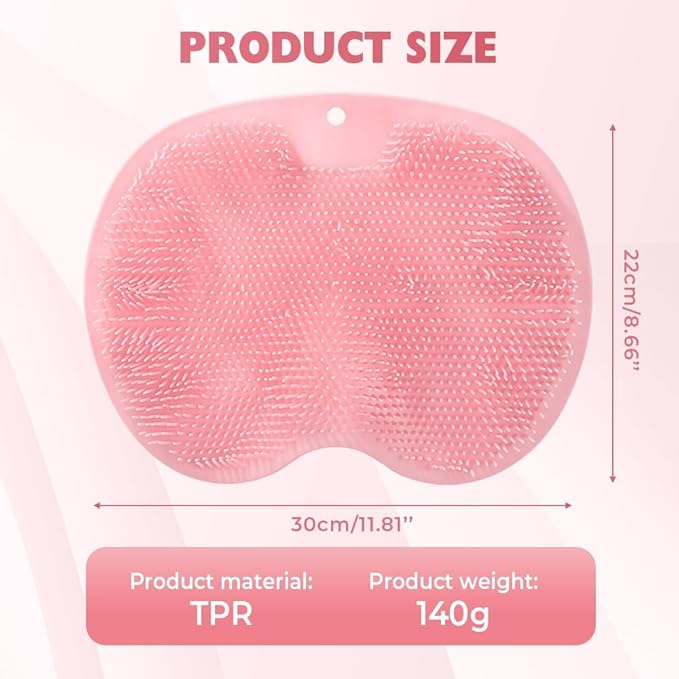 2026 New Silicone Shower Foot Scrubber Mat, Foot Back Cleaning Pad Back Washer Exfoliating Bath Wash Pad, Shower Foot Scrubber Mat with Non-Slip Suction Cups (Brown)