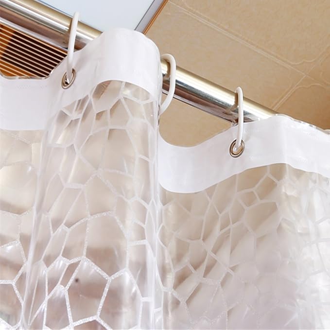 AooHome 48x72 Inch Stall Shower Curtain Liner, EVA 3D Water Cube Narrow Shower Curtain, Water Repellent Shower Liner, Heavy Duty, Semi Transparent