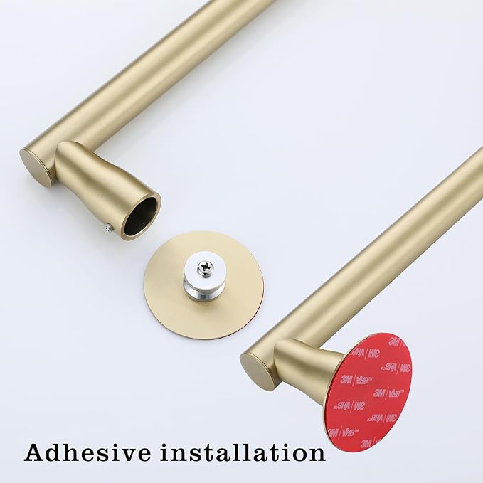 RRAJJ Shower Slide bar That is Installed by pasting or Punching Holes，Adjustable Height 28 inch of All SUS304 Stainless Steel Shower Head Holder(All Stainless Steel-Brushed Gold)