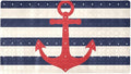 Bathtub Mats for Shower Tub, Anti-Slip Bath Mats for Inside Tub, Bathroom Shower Mats with Drain Holes and Suction Cups (Red Anchor on Navy Blue Stripes Background)