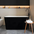 49" Acrylic Freestanding Bathtub, Soaking Tub with Seat, Toe-Tap Drain, Slotted Overflow, Deep Ergonomic Design, cUPC Certified, Black