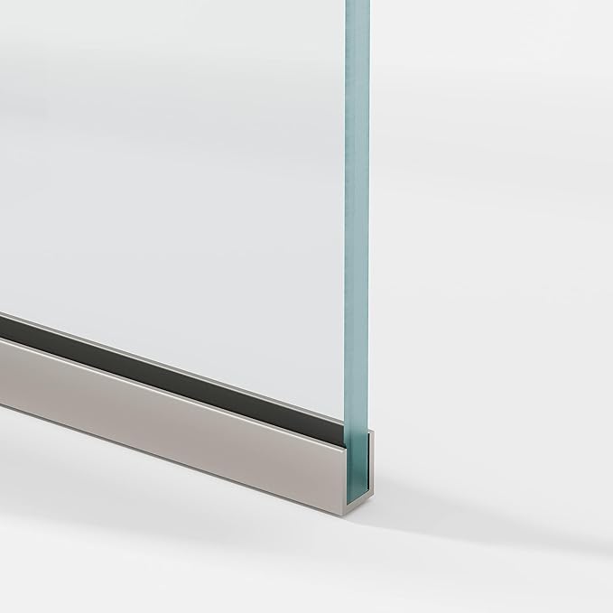 Royalty Fixed Shower Screen - 30" x 76" Frameless 3/8" Clear Tempered Glass Panel with Hardware - Easy Clean Smart Guard Coating - Minimalist Modern Design for Bathroom - Brushed Gold