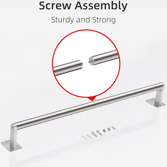 Bathroom Towel Bar, 24 Inch Towel Racks for Bathroom Wall Mounted, Heavy Duty Bath Hand Towel Holder Organizer, Modern Home Decor Towel Rod Bathroom Hardware Accessories, Brushed Silver