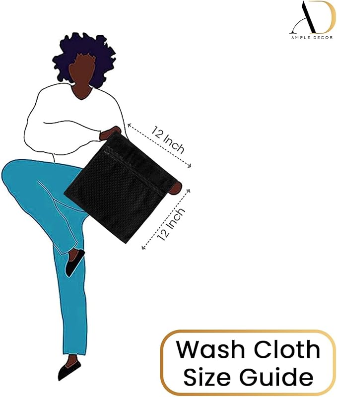 Ample Decor Wash Cloth Set of 5 100% Cotton - Popcorn Textured - Mulaayam Collection - Black 12 X 12 Inch