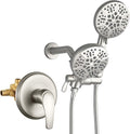 Dual Shower Faucet Set with Valve High Pressure Dual 2 in 1 Shower Combo Set Shower System with Handheld Showerhead 3-way Water Diverter Shower Trim Kit Brushed Nickel