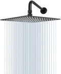 NearMoon Square Rain Shower Head With Extension Arm, Large Stainless Steel Rainfall Shower-Waterfall Full Body Coverage (12 Inch, Matte Black)