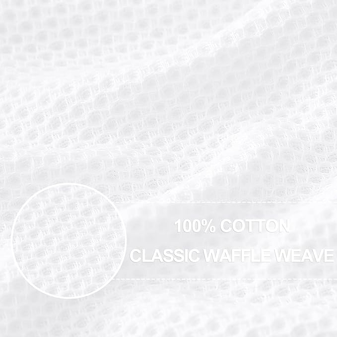 Homaxy 100% Cotton Waffle Weave Kitchen Dish Towels, Ultra Soft Absorbent Quick Drying Cleaning Towel, 13 x 28 Inches, 18-Pack, White