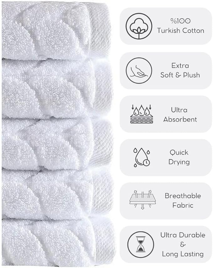Turkish Cotton Ultra-Soft Plush Absorbent Quick Dry Bathroom Towel Set, Made in Turkey (Gray, 4 Pcs Hand Towel Set)