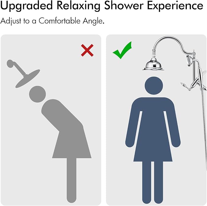 Bagnolux Solid Brass 6" High Pressure Rain Shower Head Combo with 21" Extension Arm - Wide Rainfall Showerhead with 3.3" Handheld Water Spray - Adjustable Dual Showerhead with 71" Shower Hose, Chrome