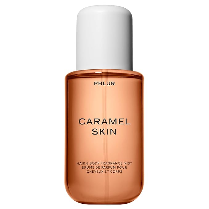 PHLUR Caramel Skin Body Mist - Hair & Body Fragrance Mist - Caramel Body Spray with Vanilla, Brown Sugar, Bergamot, Sandalwood & Musk (8 Fl Oz)