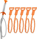 Amazon Basics Drain Clog Remover Tool, Includes 5 Plastic and 1 Stainless Drain Snakes, Effectively Clean Hair and Other Clog for Toilet, Kitchen Sink, Bathroom Tub, 6 Pack