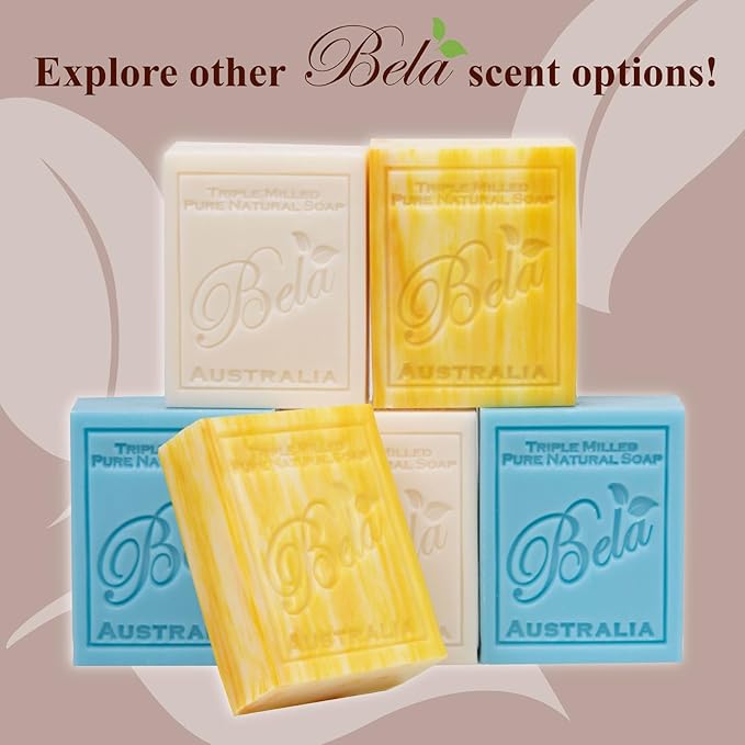 BELA Triple Milled Soap Variety Pack 3.3 OZ Pack of 12, Long Lasting French Triple Milled Bar Soap with Organic Shea Butter, Hand, Face and Body Soap Bar, Made in Australia