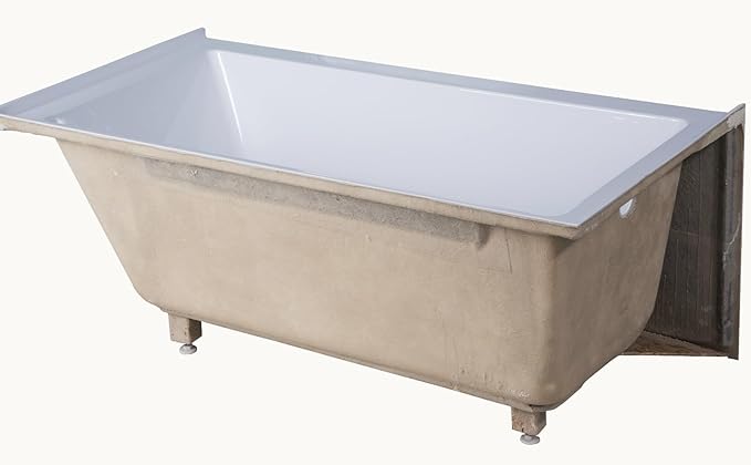 Fine Fixtures Acrylic, Fiberglass Alcove Soaking Bathtub with Integral Apron Front in Glossy White - Left Hand Drain, 60" x 30"