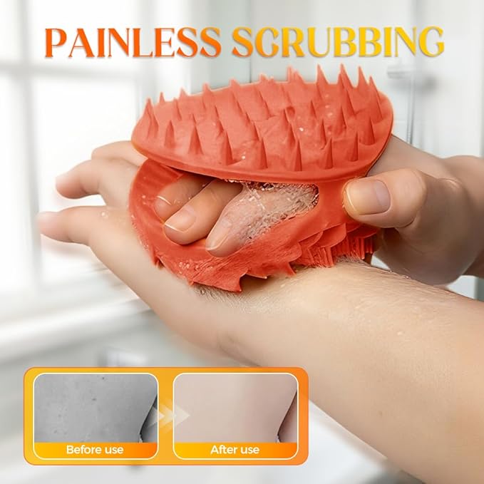 2 in 1 Silicone Body Scrubber & Scalp Scrubber, 2026 Upgrade Handheld Shower Scrubber for Body and Head, Cleansing Skin Brush Gentle Exfoliating and Stress Relax Hair Growth (3 Color)