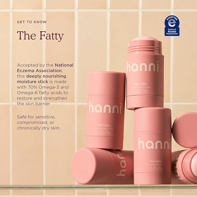 HANNI Fatty Body Moisturizer Stick with Fatty Acids, Travel Size Friendly Solid Lotion for Plumping and Hydration, Fragrance-Free and Safe for Sensitive Skin, 2.5 oz (Pack of 2)