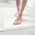 Bath Tub Shower Mat with Soft Shower Foot Scrubber Mat for Massage,Non Slip Bathtub Mat with Strong Suction Cups, Silicone Shower Foot Scrubber Mat (White, 35.4" X 23.6"(Rectangular))
