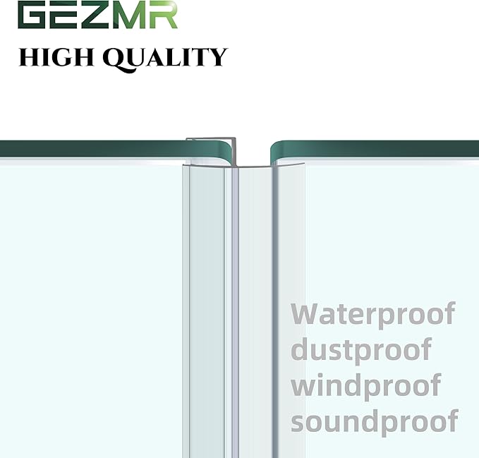 4-Pack Frameless Shower Door Side Seal Strip Shower Door Bottom Seal Shower Door Sweep for 3/8 Inch Thick Glass, Vertical H-Type Glass Door Seal Stop Leaks. (4-Pack x 45" Length)