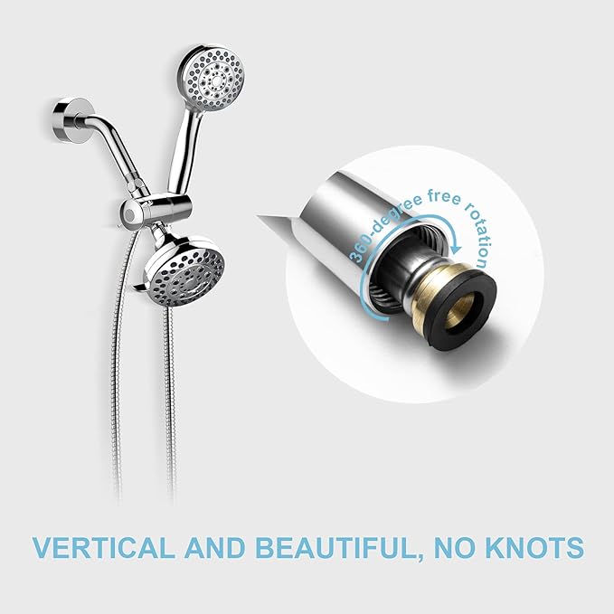 OFFO Shower Hose, 48 in Kink Free Stainless Steel Shower Hose Attachment Electroplating Handheld Shower Head Hose Flex Hoses Extension with Brass Insert & Nut for Pet Bathing Cleaning, Chrome