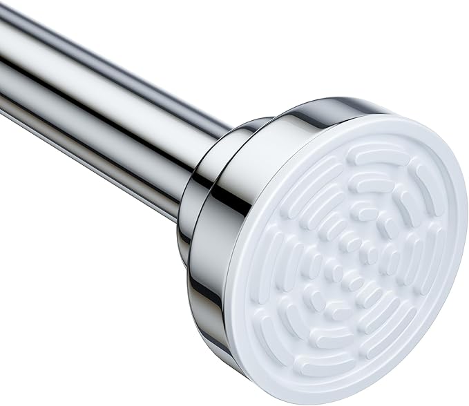Ausemku Shower Curtain Rod Tension - 26-76 Inch Never Rust Non-Slip Spring Tension Curtain Rod No Drilling Stainless Steel Curtain Rod Use Bathroom Kitchen（Silver）