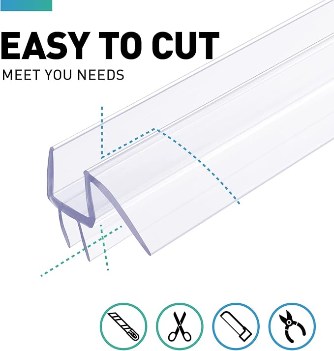 Shower Door Bottom Seal, 2 PCS 3/8" x 36" Shower Door Sweep for 3/8 Inch Glass, Frameless Glass Shower Door Seal Strip, Stop Shower Leaks and Create a Water Barrier