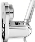 Handheld Shower Head Holder - 5 Positions Adjustable + 90° downwards - Adhesive Wall Mount - Fits Large showerhead - Wider Slot For Universal Fits - Polished Chrome