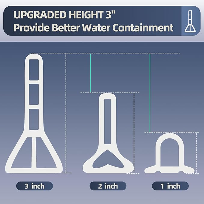 (Upgraded)3” High Shower Threshold Water Dam 122 Inch Collapsible Shower Barrier Water Stopper Shower Water Guard Dry and Wet Separation for Bathroom Kitchen and More(10ft)