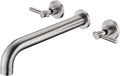 Wall Mount Tub Filler Faucet Brushed Nickel High Flow Bathtub Faucet Two Handles Solid Brass, Long Spout Reach, sumerain