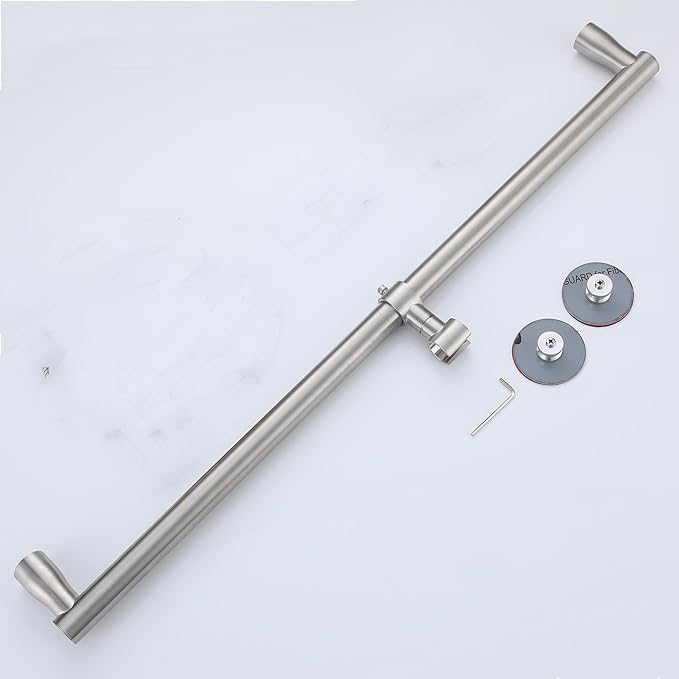 RRAJJ Shower slide bar that is installed by pasting or punching holes，Adjustable height 28 inch of all SUS304 stainless steel Shower Head Holder (all stainless steel- Brushed Nickel)