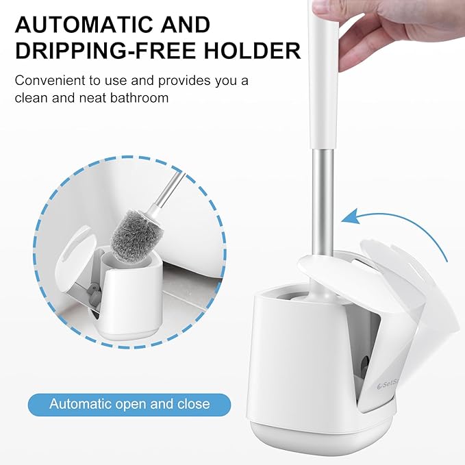 SetSail Toilet Brush and holder 3 Pack Toilet Bowl Brush and Holder Toilet Cleaner Brush with Nylon Bristles Ventilated Toilet Brushes for Bathroom with Holder for Toilet Scrubber Cleaning, Pure White