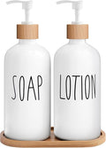 MOMEEMO White Soap Dispenser Bathroom Set, Soap and Lotion Dispenser Set Suitable for Bathroom Accessories Decor. (White)