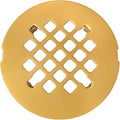 4 ¼” Polished Gold Snap-in Shower Drain Cover - Polished Brass Replacement - 4.25" OD Shower Drain Strainer - Easy Install - Premium Round Shower Drain Cover - Solid Brass Construction